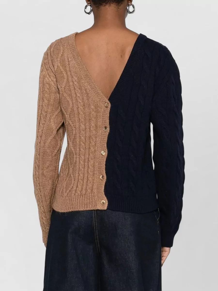 Moschino Cardigan Long Sleeves V Back Cable Knit