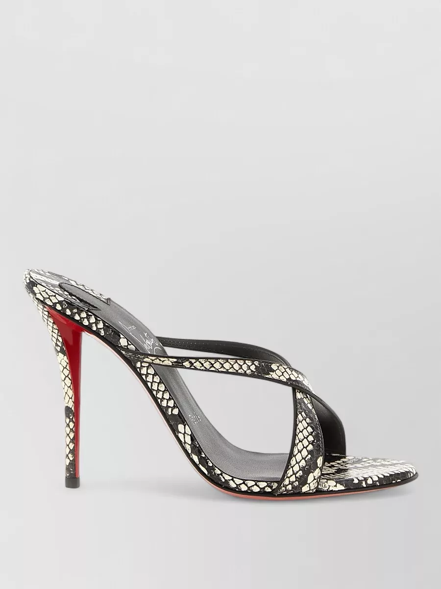 Christian Louboutin Elaphe Leather Cross-Strap Stiletto Mules