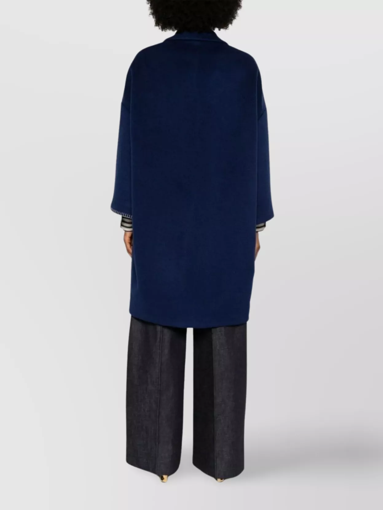 Shop Marni Straight Hem Wool And Mohair Blend Coat In Blue
