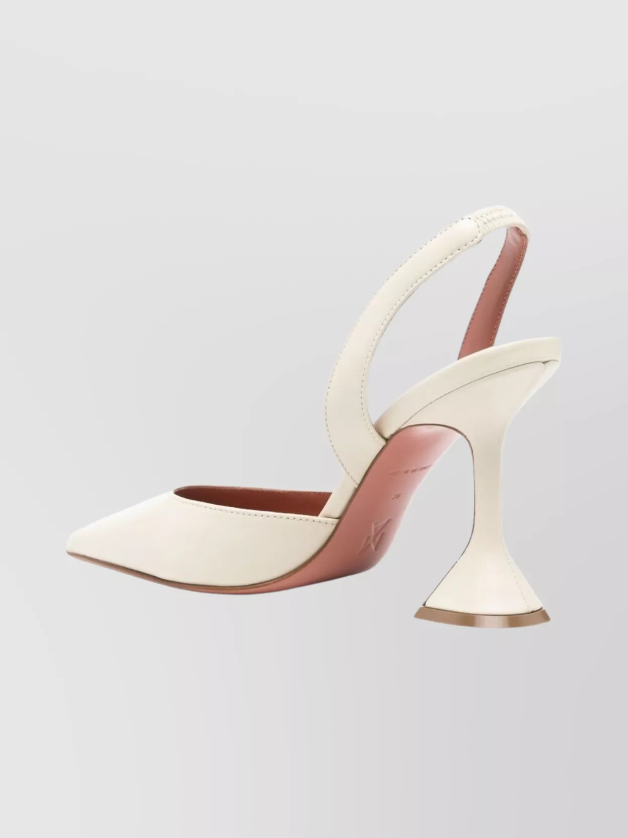 Amina Muaddi Sculptural Heel Leather Slingback Pumps In Neutral