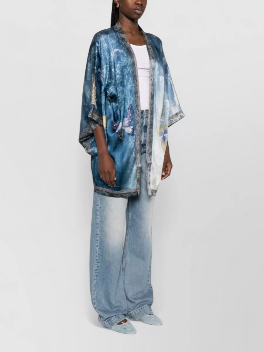 Pierre Louise Mascia Silk Printed Kimono Jacket