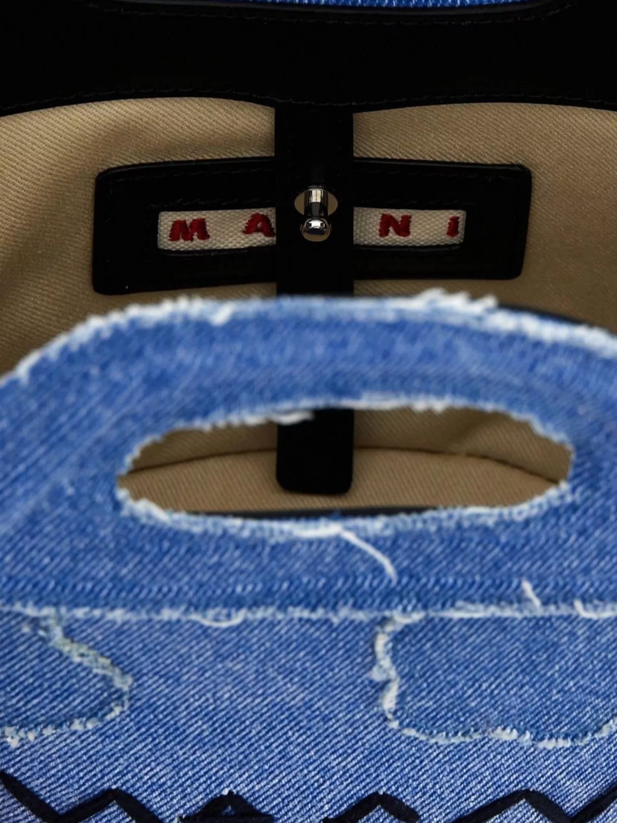 Marni Frayed Top Handle Graphic Print Tote Bag