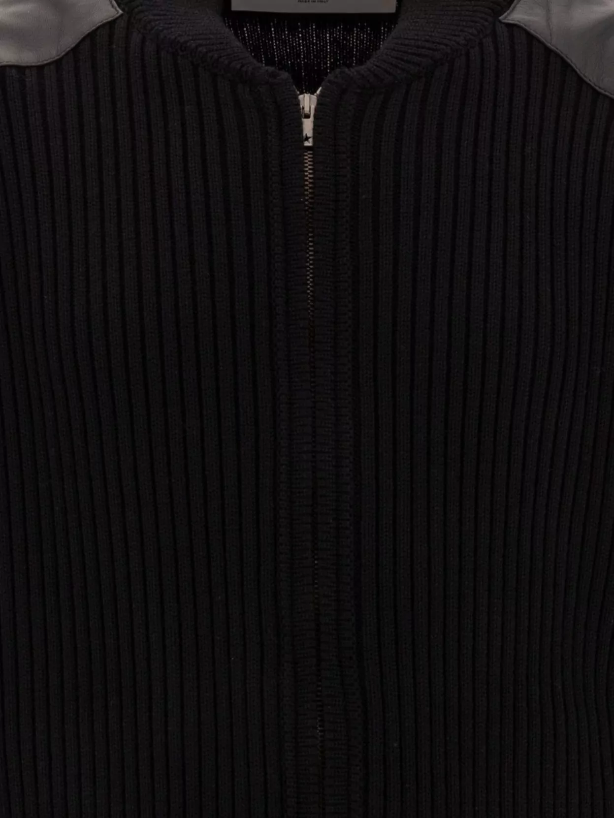 Golden Goose Crew Neck Leather Panels Long Sleeves Knitwear