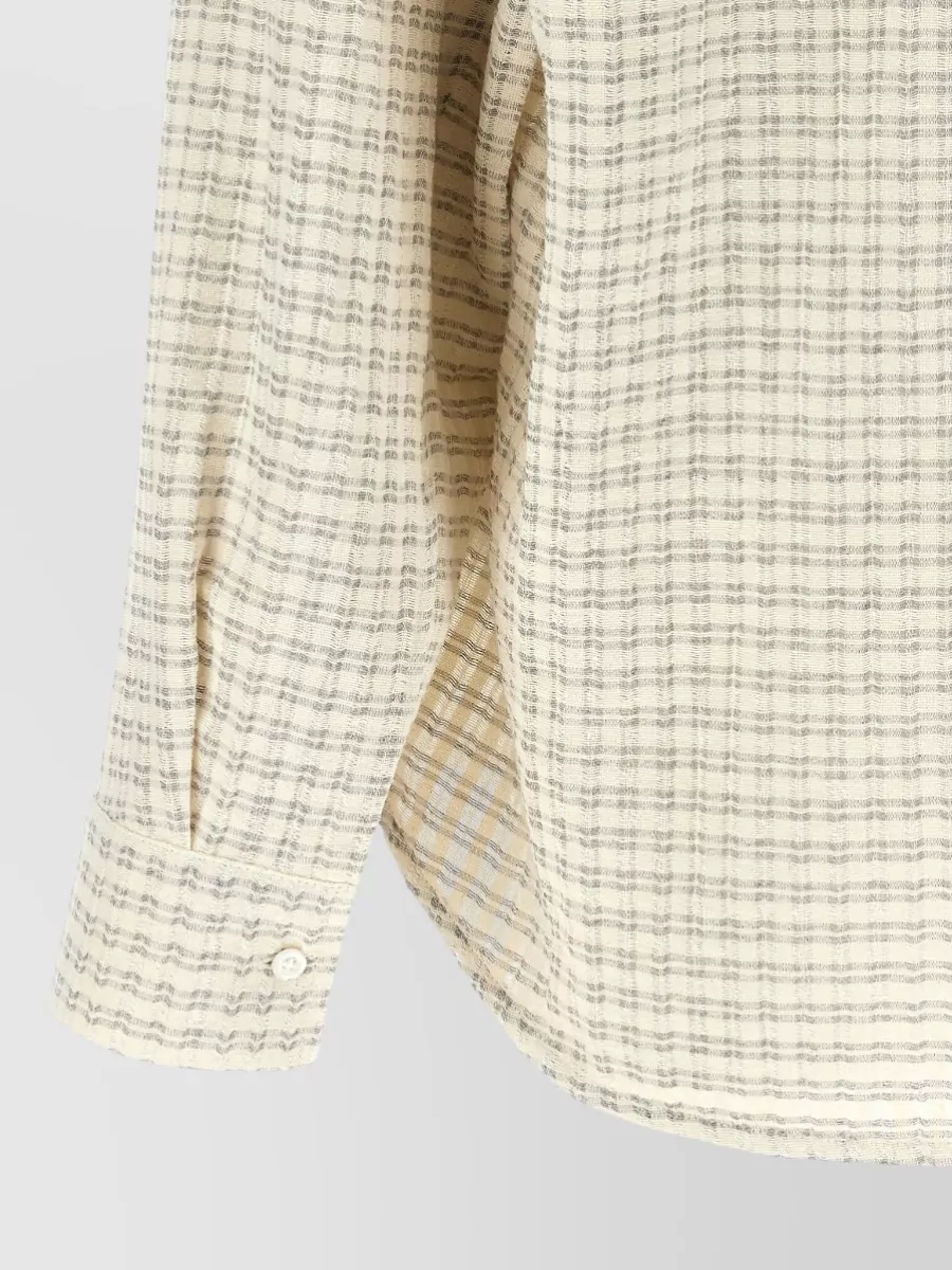 Séfr Checked Seersucker Long-Sleeve Shirt