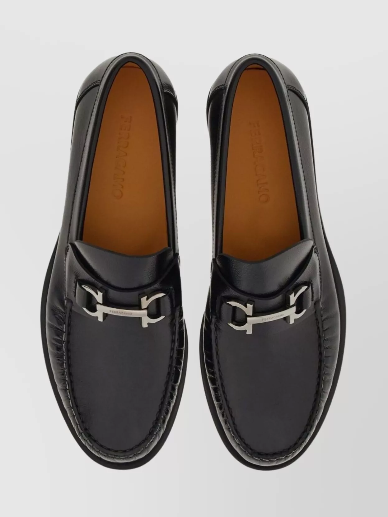 Ferragamo Leather Loafer Metal Buckle Detail