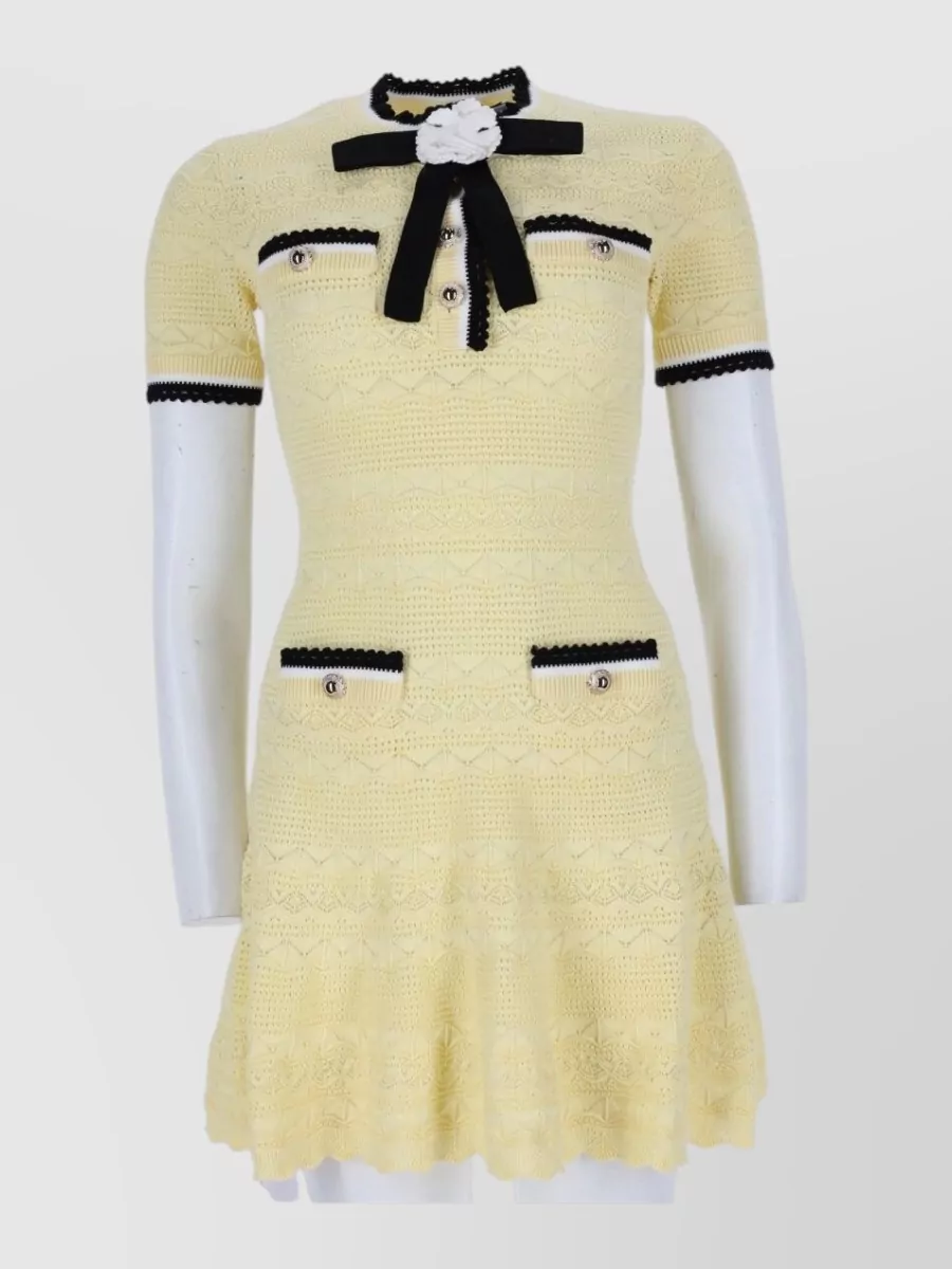 Self-Portrait pointelle knit mini dress