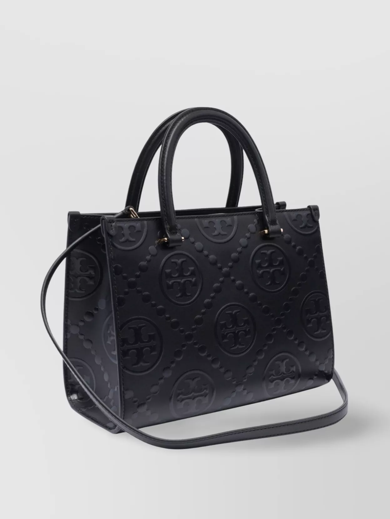 Tory Burch Monogrammed Structured Shape Tote Bag