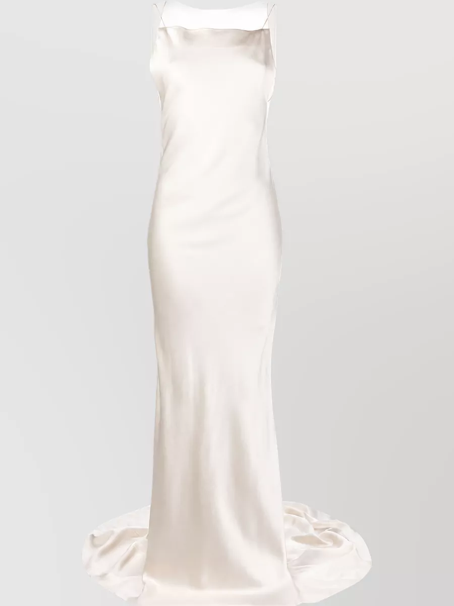Maison Margiela Silk sheer panel sleeveless square neck maxi dress