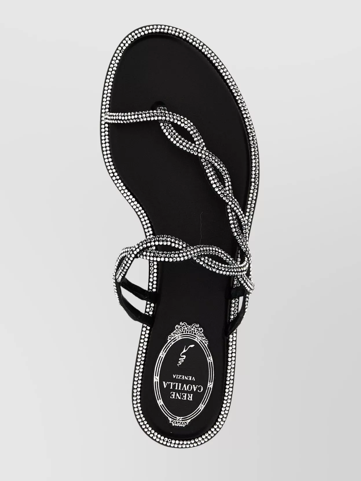 Rene Caovilla Embellished Woven Strap Flat Sandals