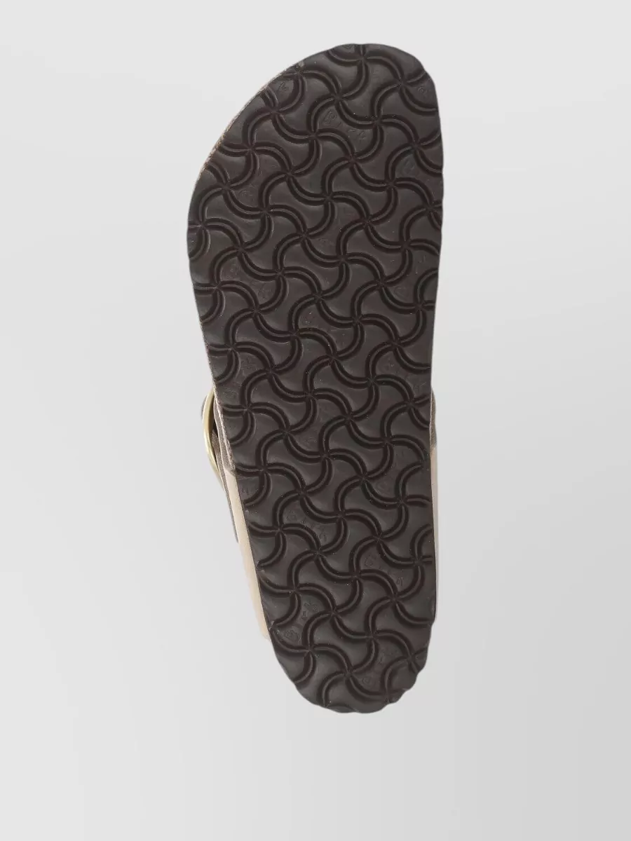 Birkenstock Leather Flat Sandals Open Round Toe