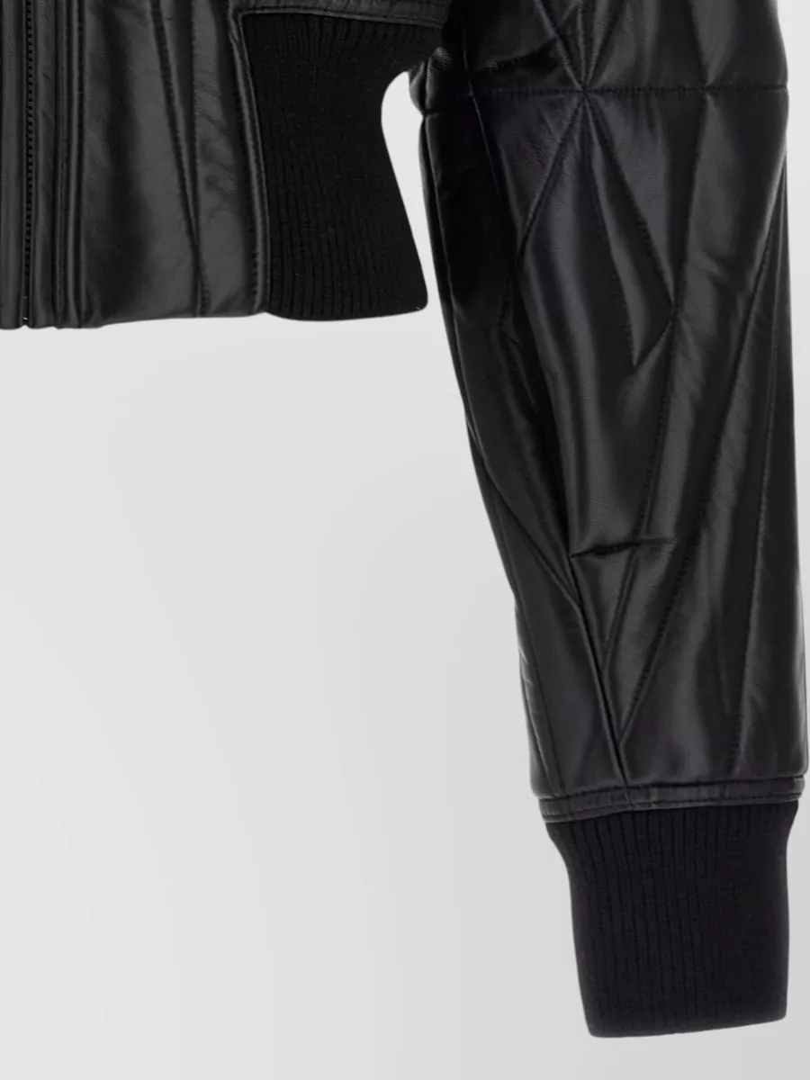 Rick Owens Lamb Leather Cropped Quilted Bomber Jacket