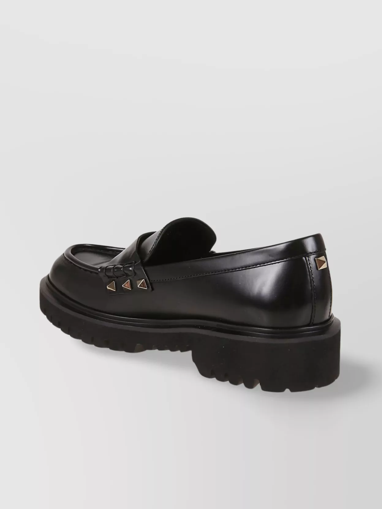 Valentino Chunky Sole Loafers With Studded Round Toe In Black