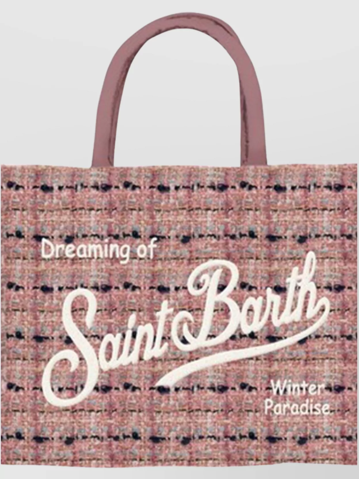 Mc2 Saint Barth Chic Tote Bag With Fringe And Top Handles In Pink