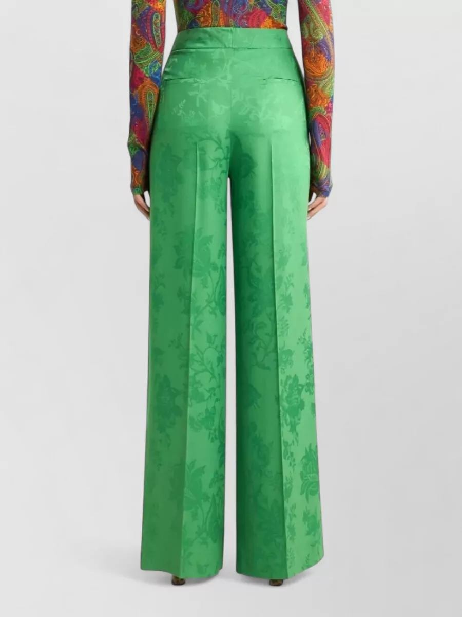 Etro High Waist Trousers Floral Pattern Pleats