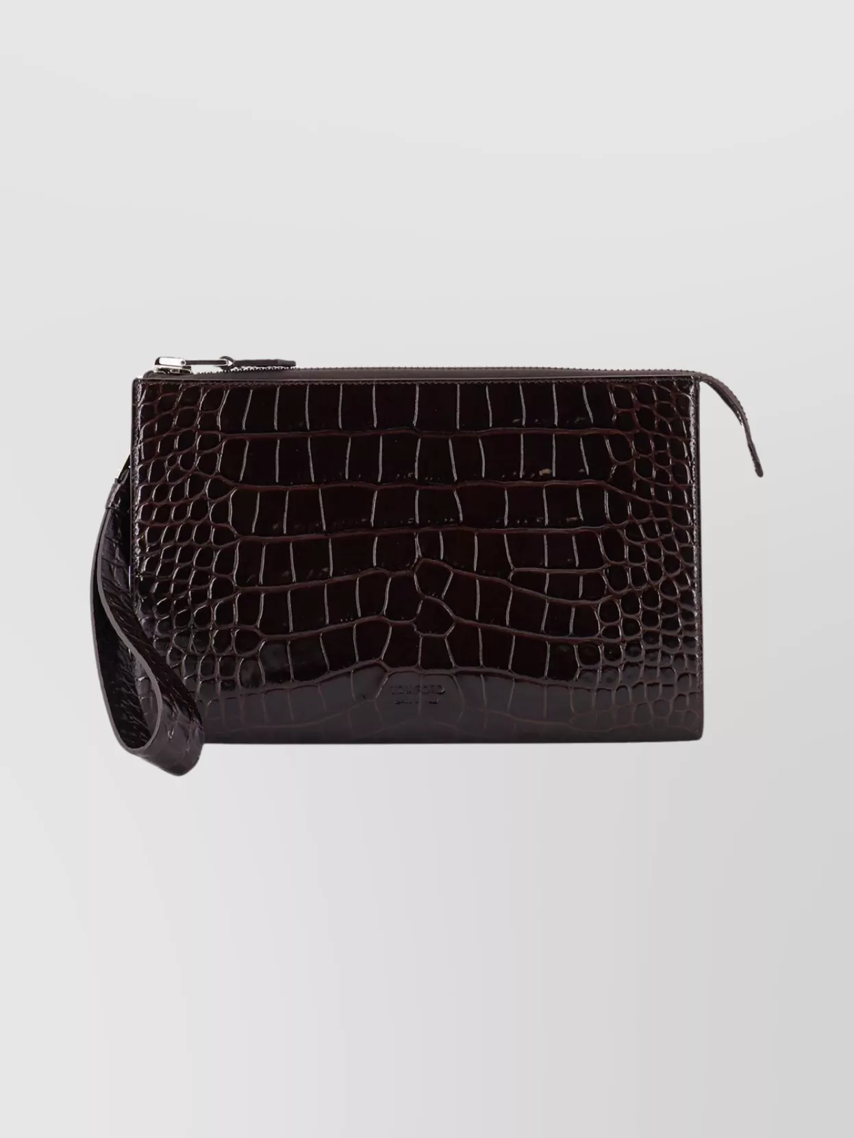 Tom Ford Leather Clutch Bag Featuring Crocodile Texture