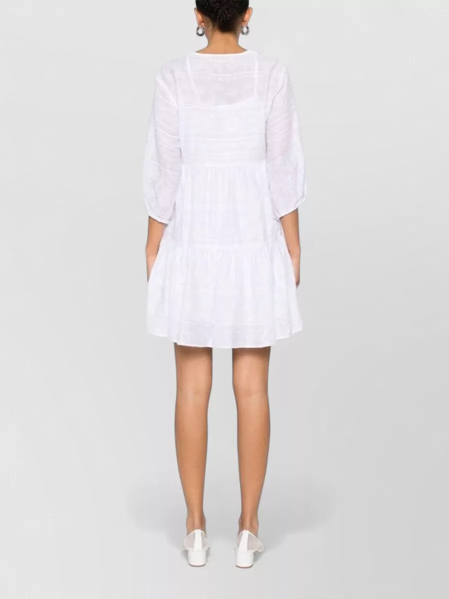 Ermanno Firenze Embroidered Long-Sleeve Mini Dress