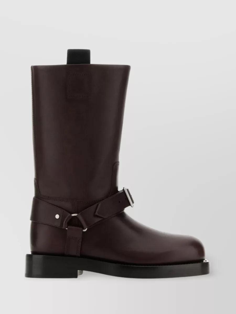 Shop Burberry Leather Saddle Ankle Boots In Black
