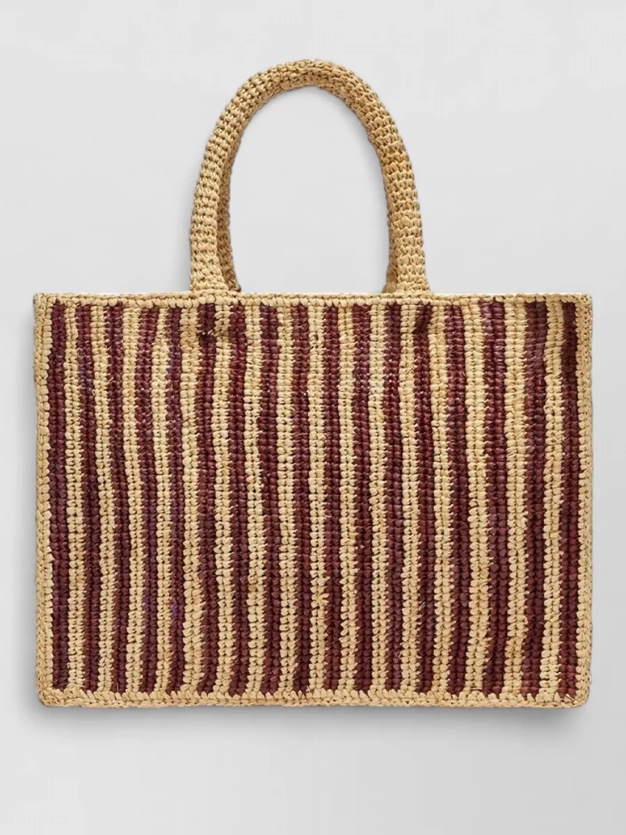 Mc2 Saint Barth Striped Raffia Beach Bag