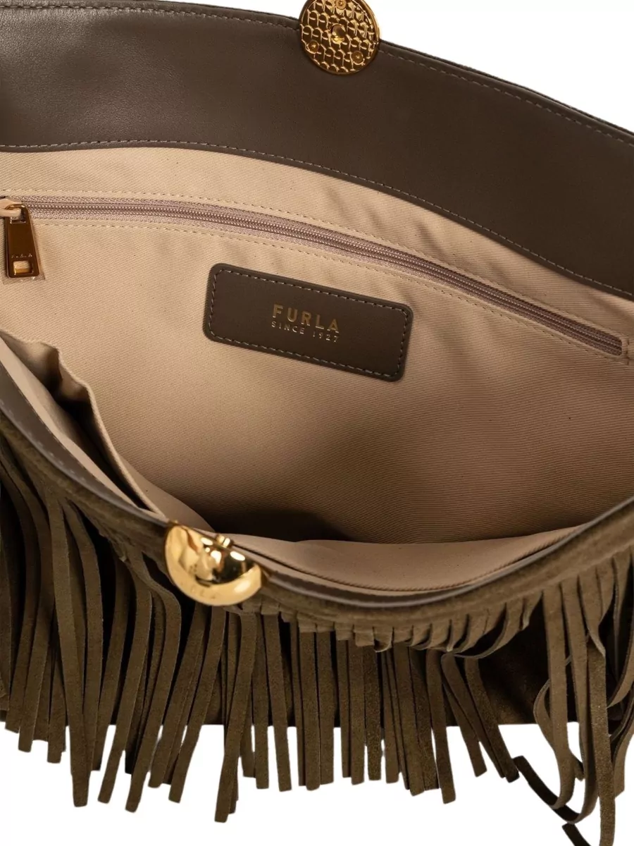 Furla Na Leather Fringed Shoulder Bag