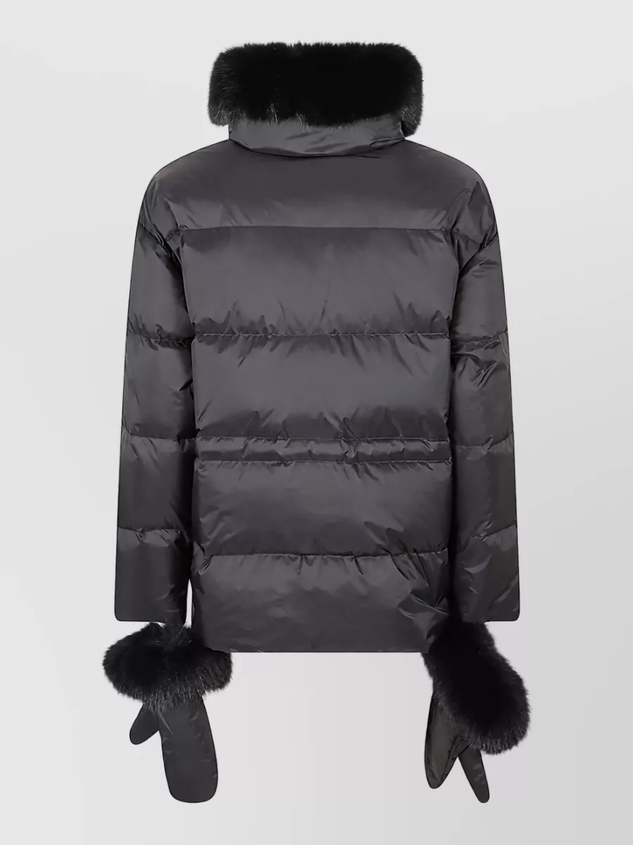Yves Salomon Fox Fur Trim Puffer Parka Coat