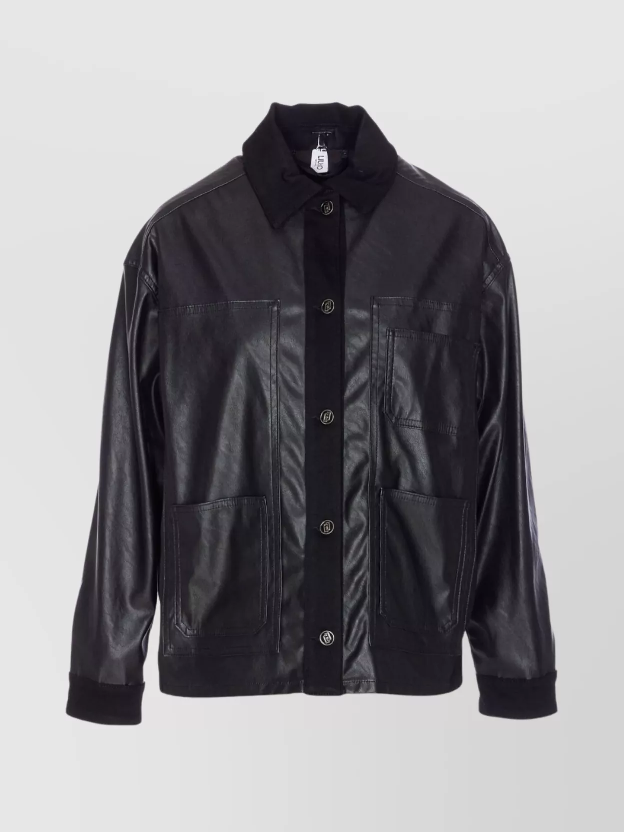 Liu •jo Stylish Short Leather Effect Jacket In Blue