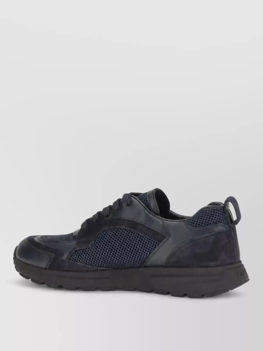 Prada Leather And Fabric Low-Top Sneakers