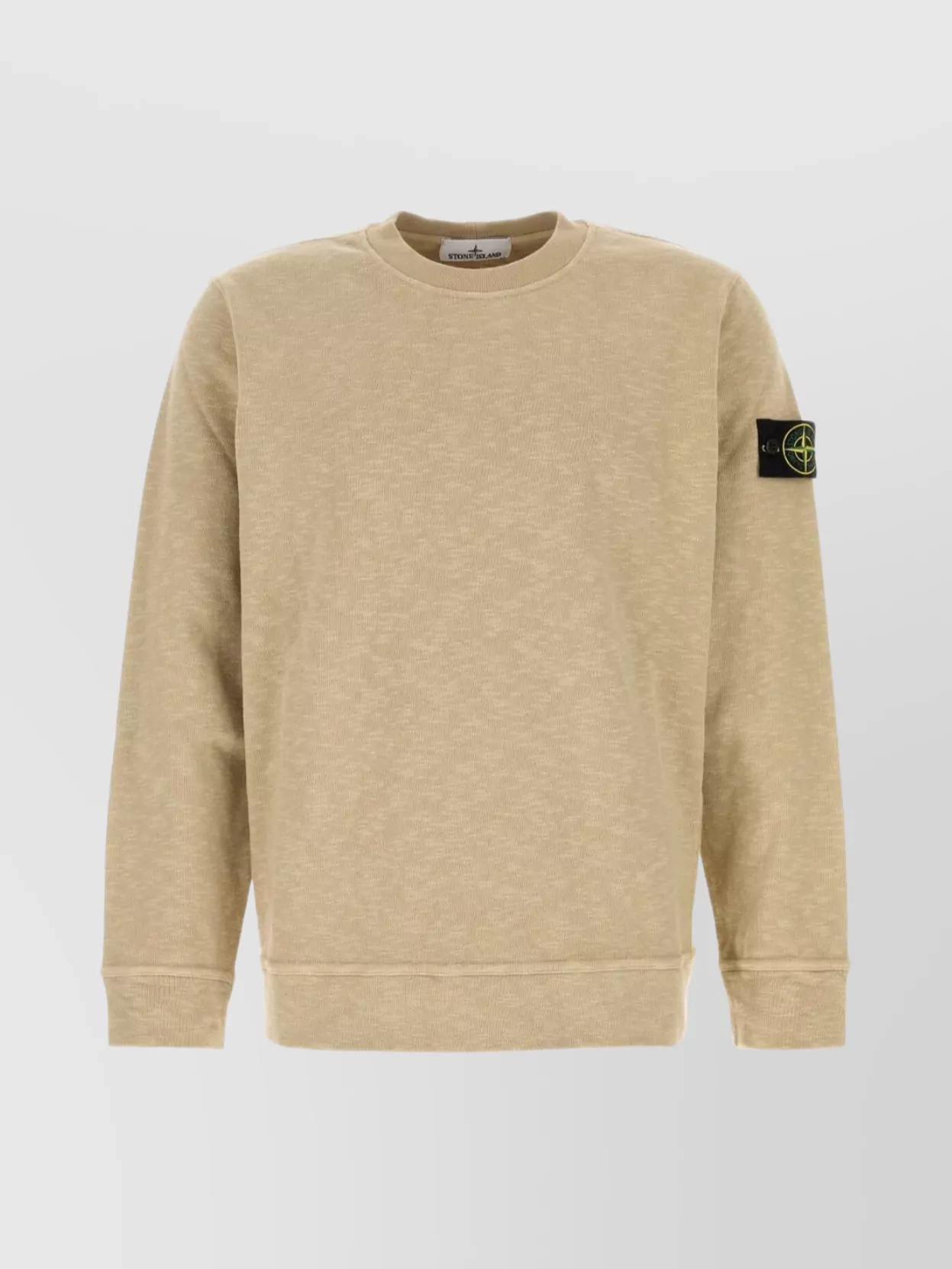 Stone Island Crew Neck Long Sleeve Sweatshirt With Ribbed Cuffs And Hem In Neutral