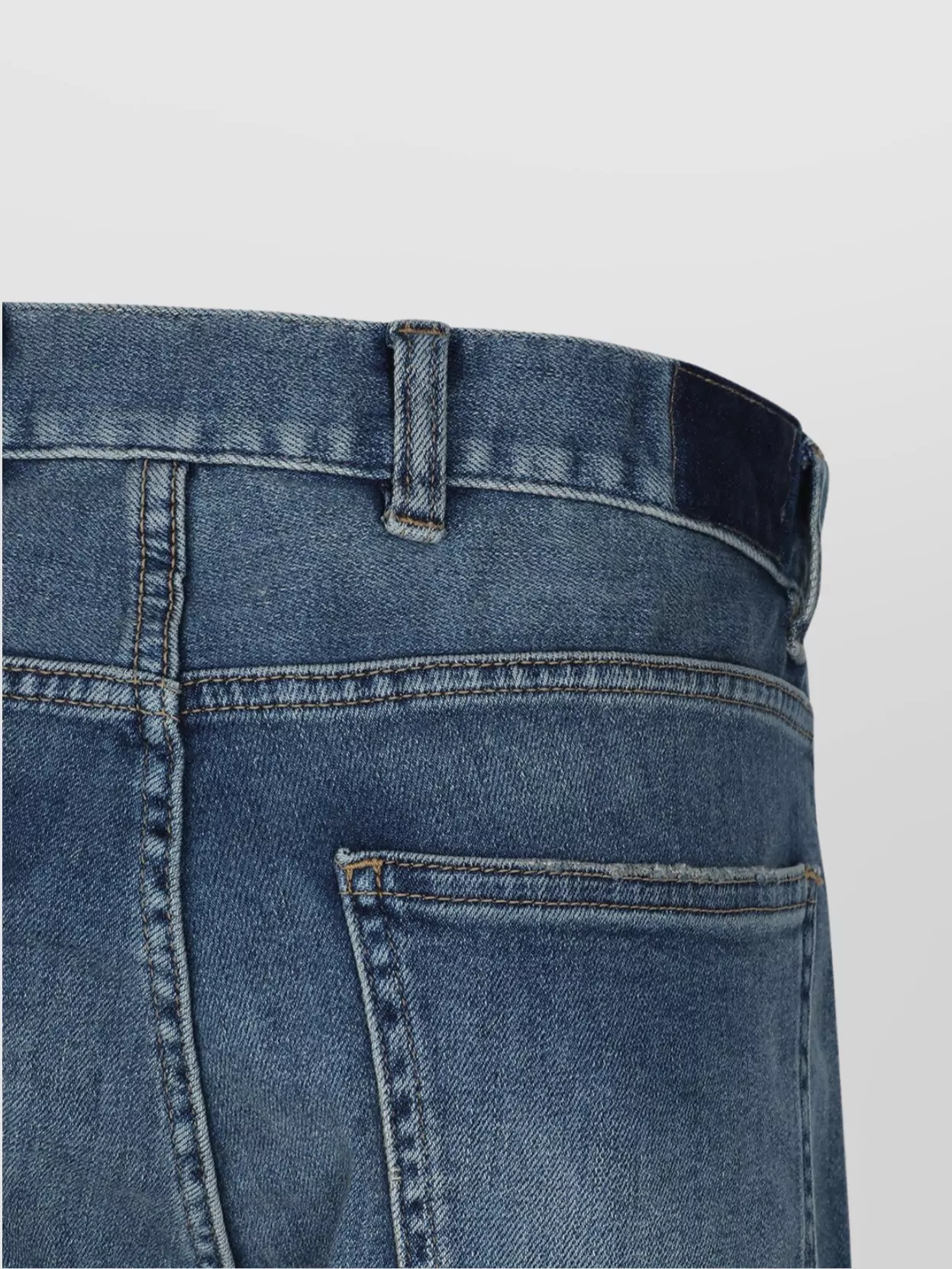 Eleventy Straight Trousers With Belt Loops And Faded Wash In Blue