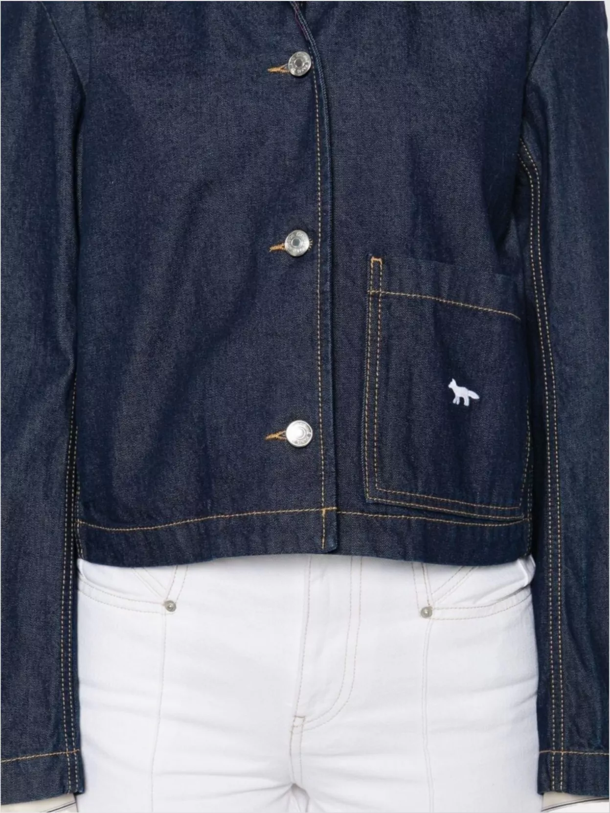 Maison Kitsuné Short Denim Jacket Chest Pocket