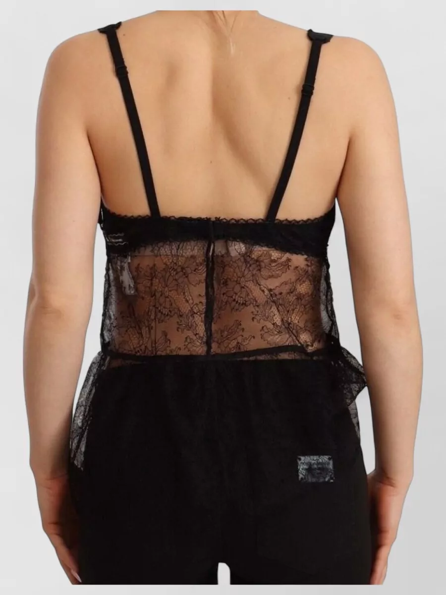 Dolce&Gabbana Silk Lace Sleeveless V-Neck Blouse