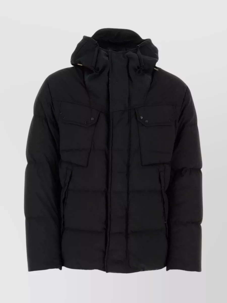 Shop Ten C Nylon Quilted Hooded Jacket In Black