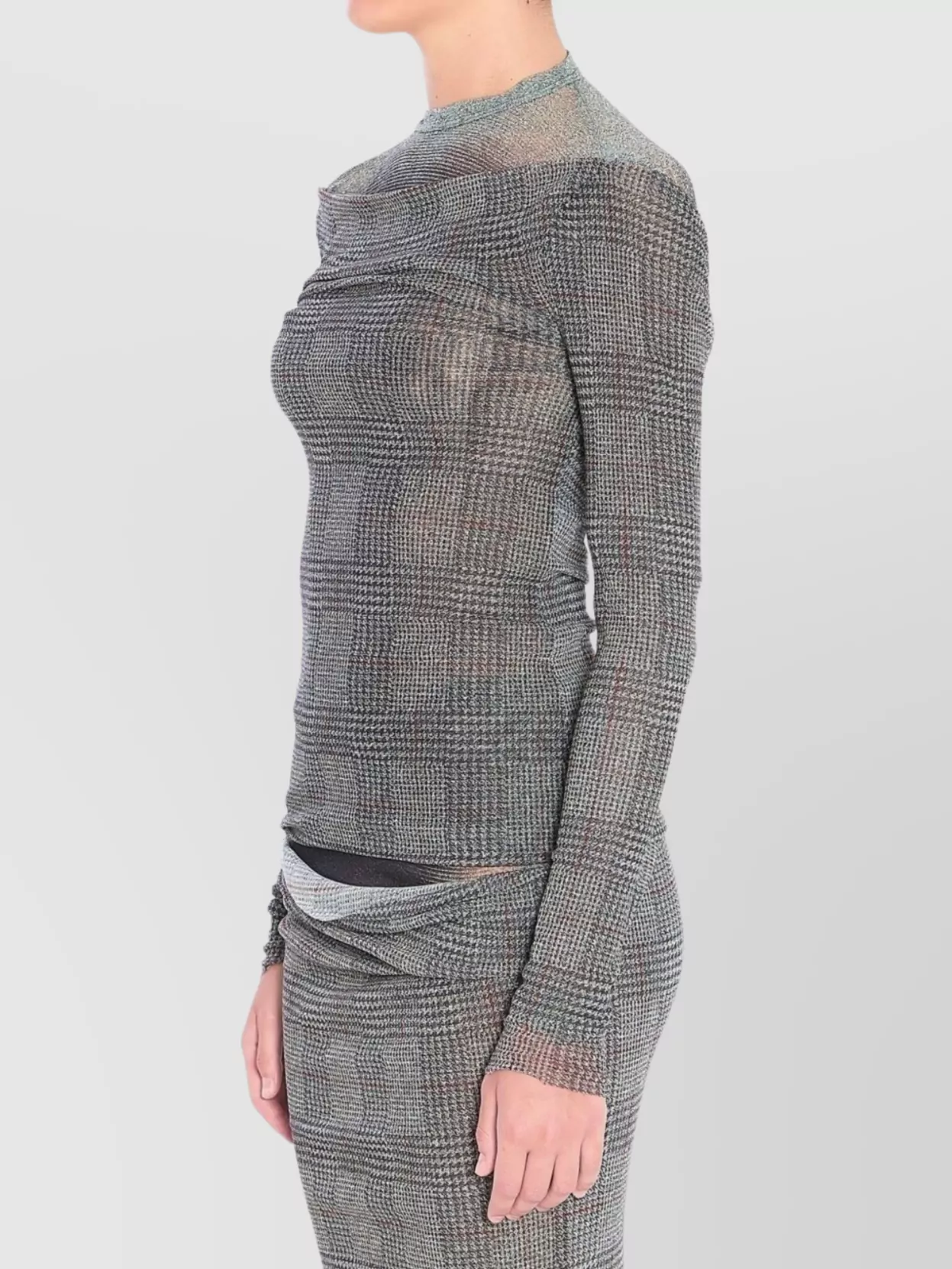 Jean Paul Gaultier Sheer High Neck Open Back Top In Multi