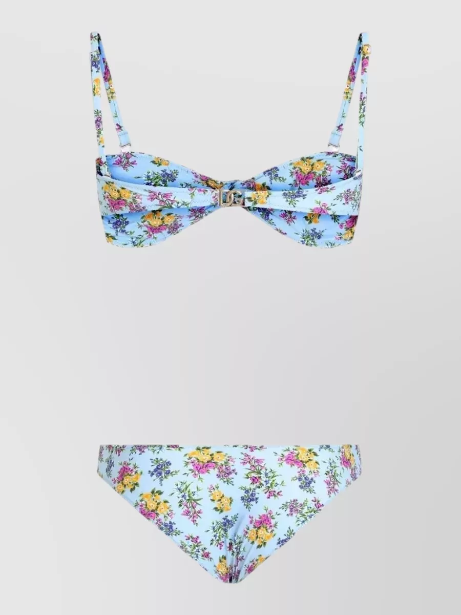 Dolce&Gabbana Floral-Print Twisted Bikini Set