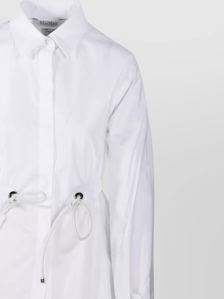 Max Mara Cotton Poplin Drawstring Long-Sleeve Shirt