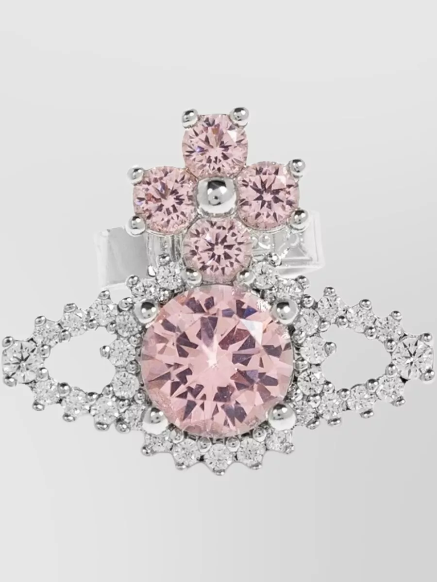 Vivienne Westwood Crystal Gemstone Drop Earrings Silver Tone