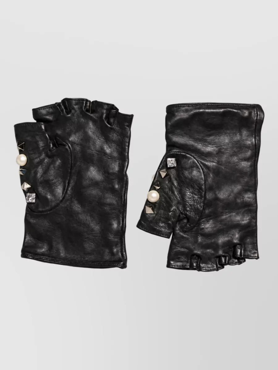 Dolce&Gabbana Pearl Embellished Leather Gloves