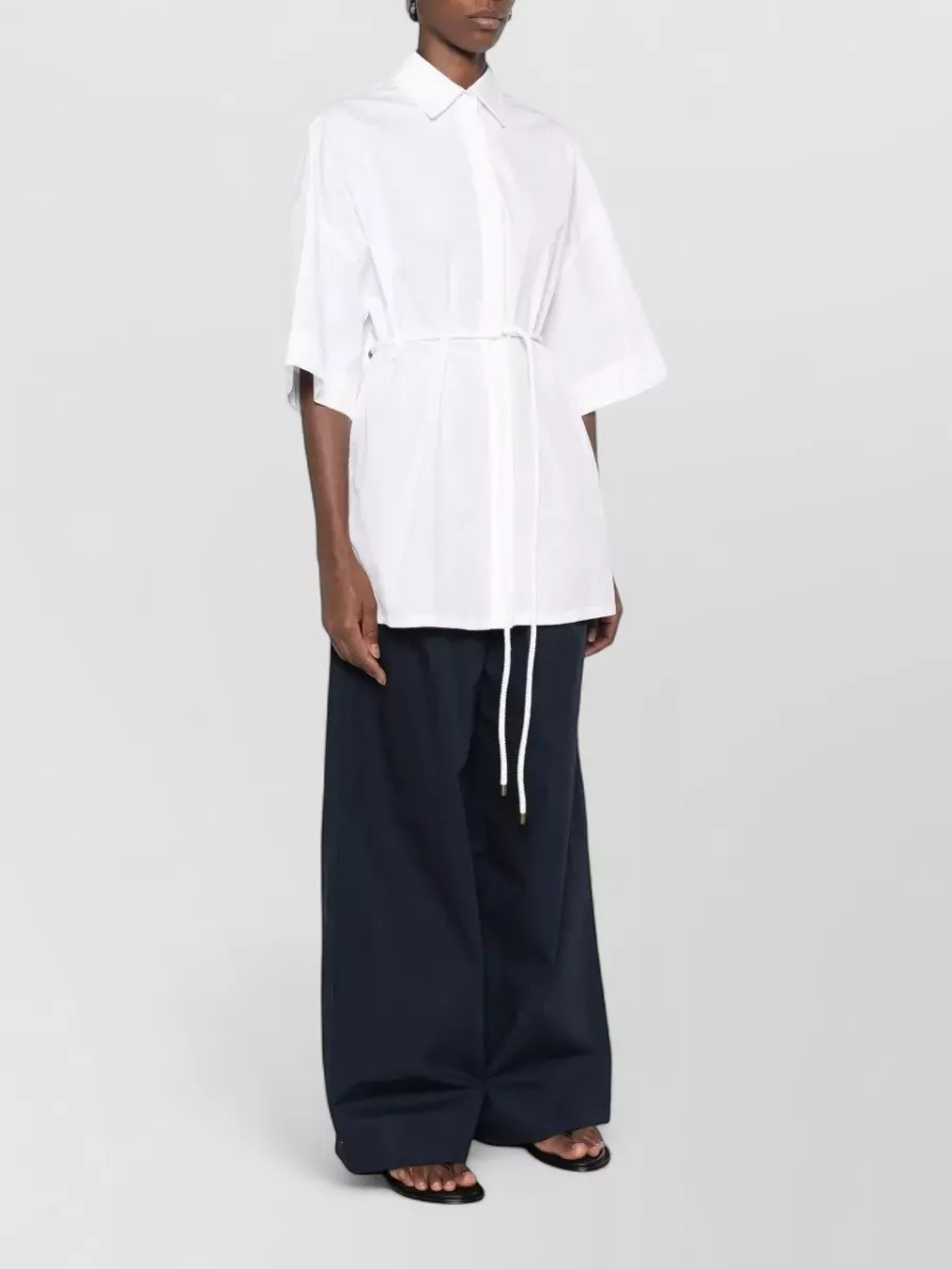 Max Mara Cotton Short-Sleeve Drawstring Shirt