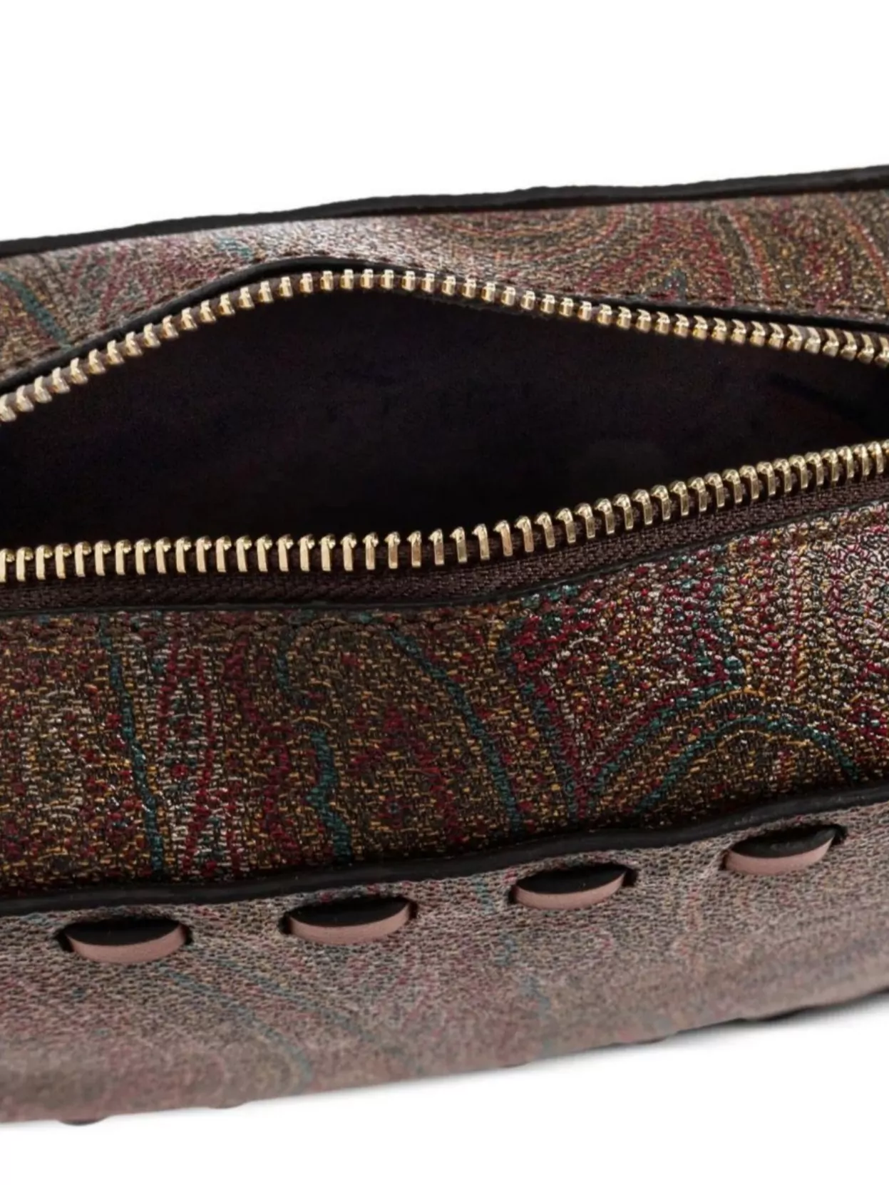 Etro Threading Leather Trim Paisley Shoulder Bag