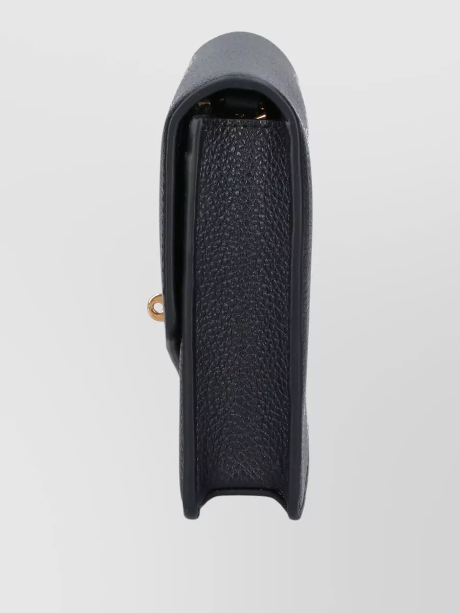 Mulberry Chain Strap Wallet Gold Tone Hardware Pebbled