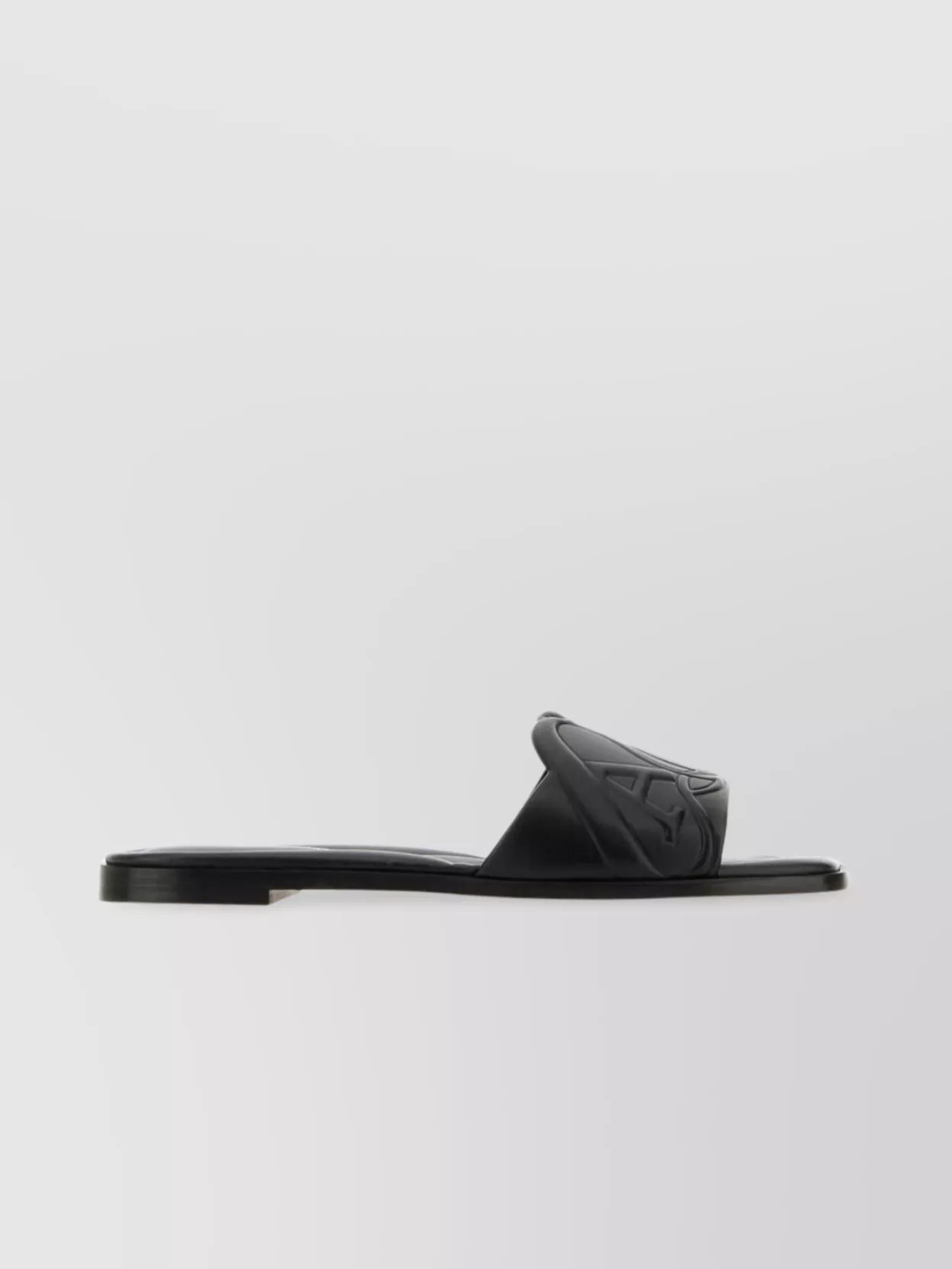 Shop Alexander Mcqueen Flat Sole Leather Slide Sandals