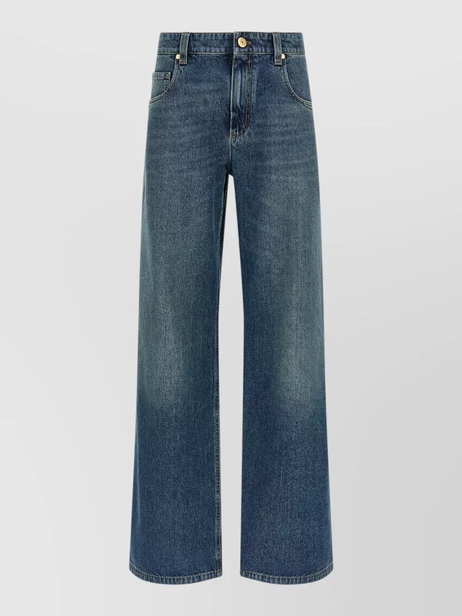 Brunello Cucinelli Denim Jeans Wide Leg Five Pocket Design In Blue