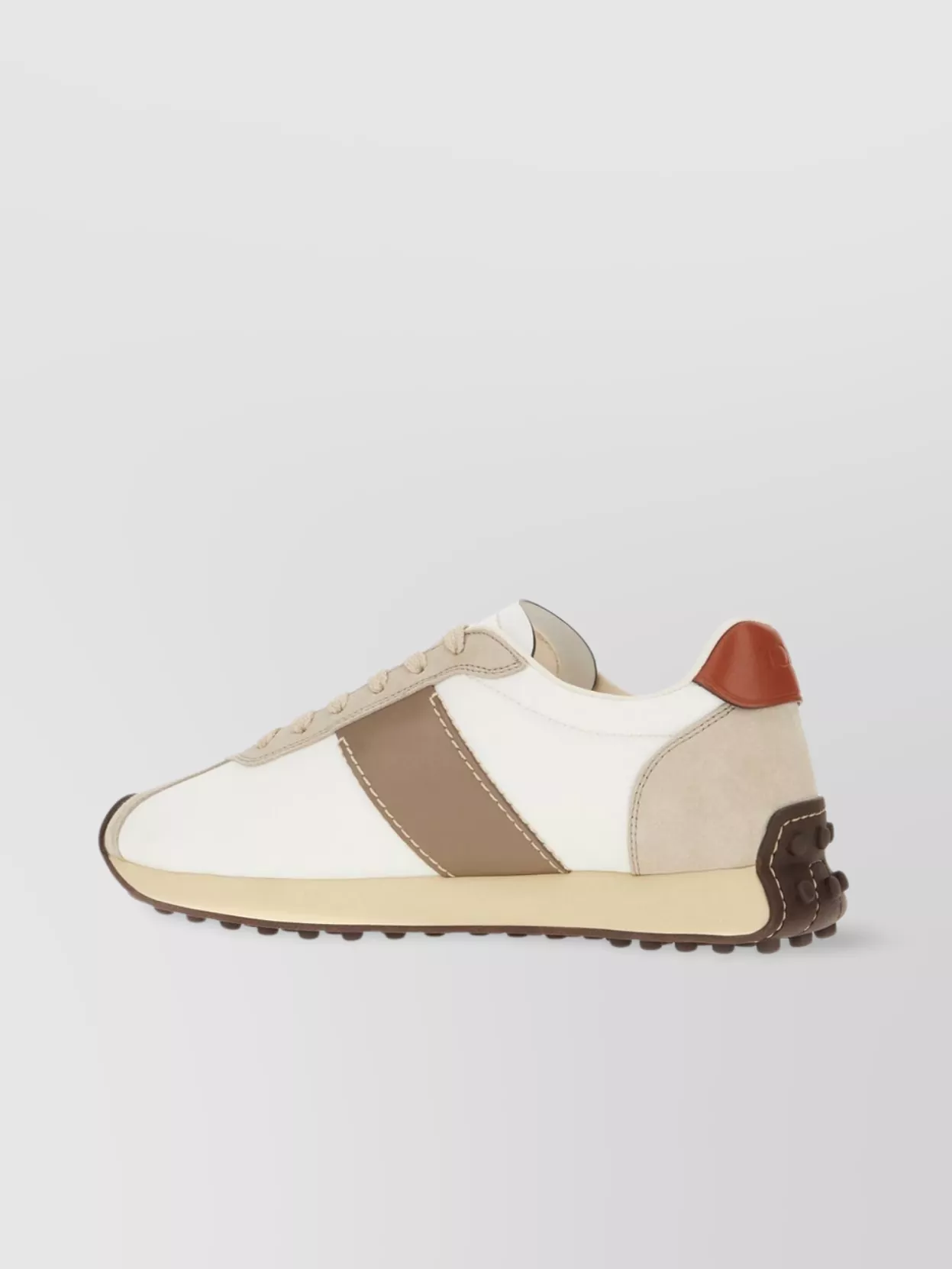 Tod's Fabric And Suede Sneakers With Contrast Panels In White