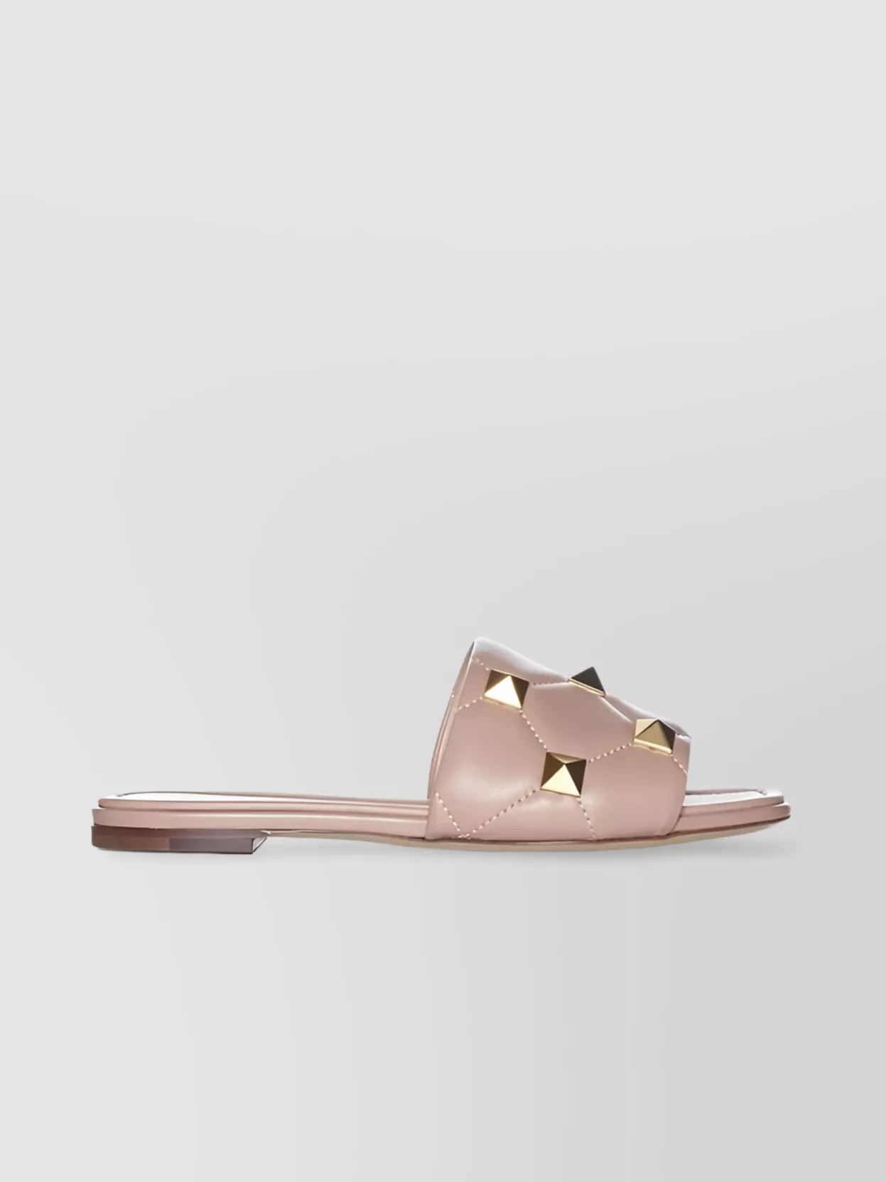 Shop Valentino Flat Open-toe Slippers With Metallic Accents In Brown