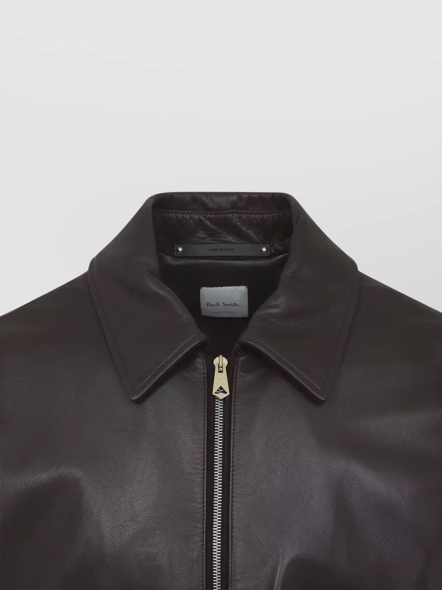 Paul Smith Regular Fit Leather Jacket Collared Design