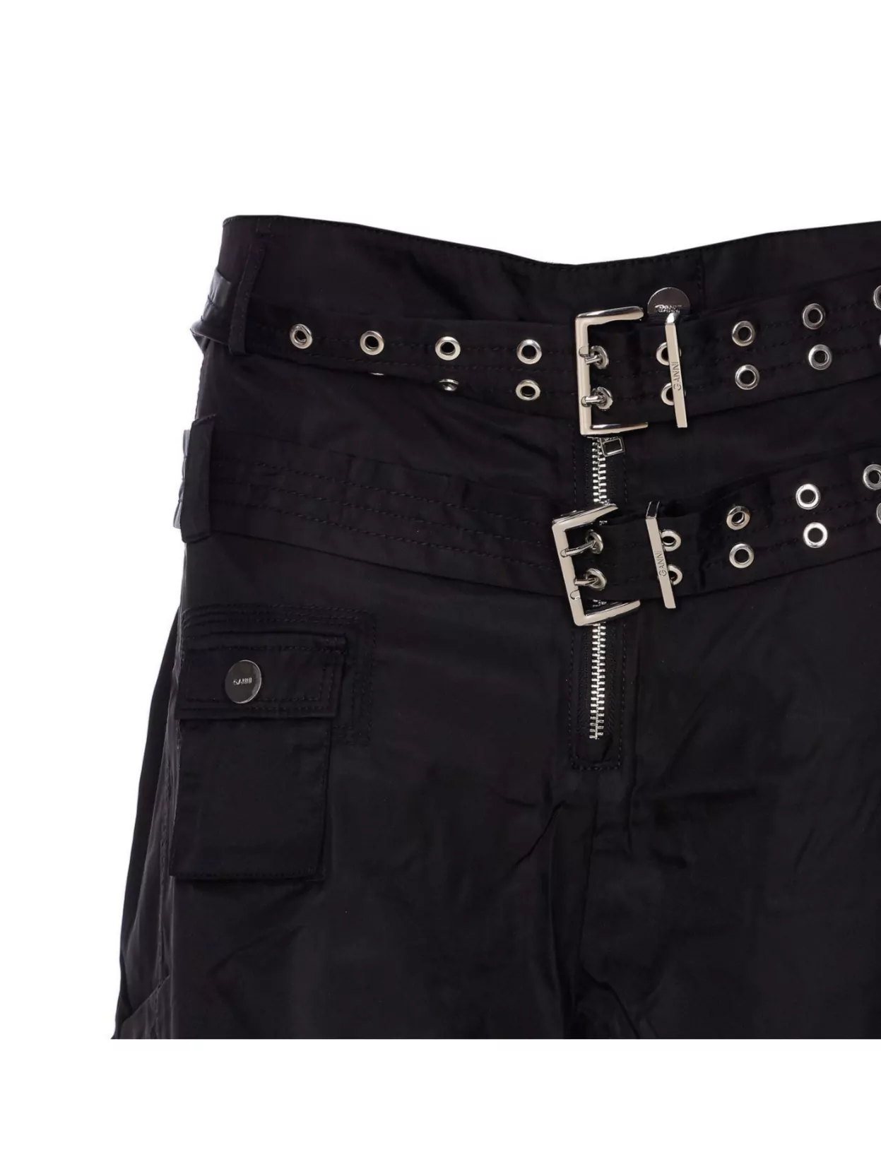 Ganni Nylon Cargo Shorts Belt Detail