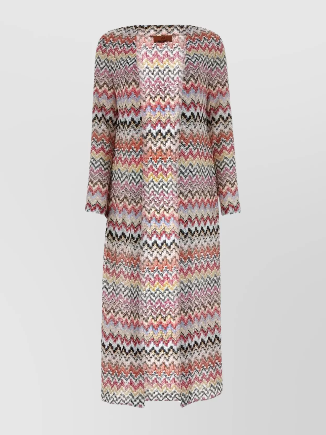 Shop Missoni Long-cut Cardigan With 3/4 Sleeves And Round Neck
