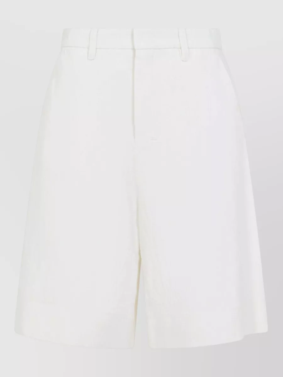 S Max Mara cotton and linen high-rise straight-leg bermuda shorts
