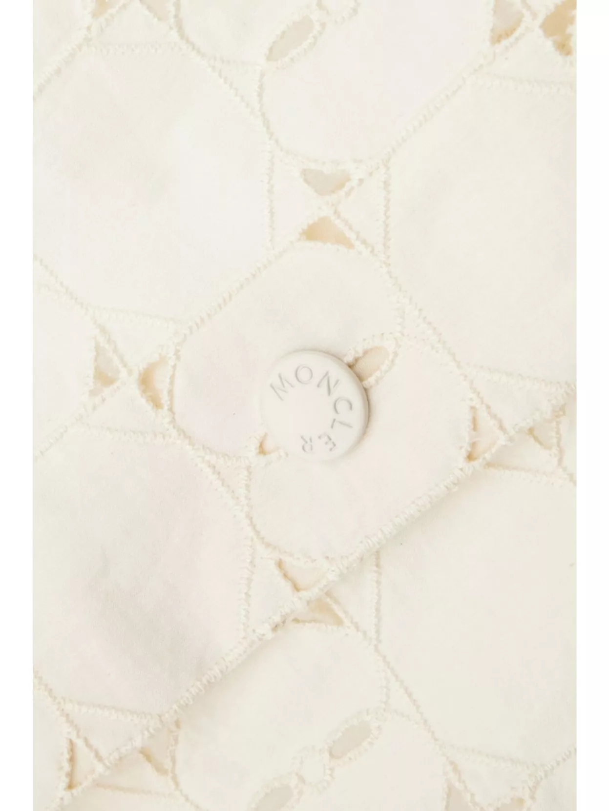 Moncler Lace Shirt With Short Sleeves And Collared Neck In Neutral