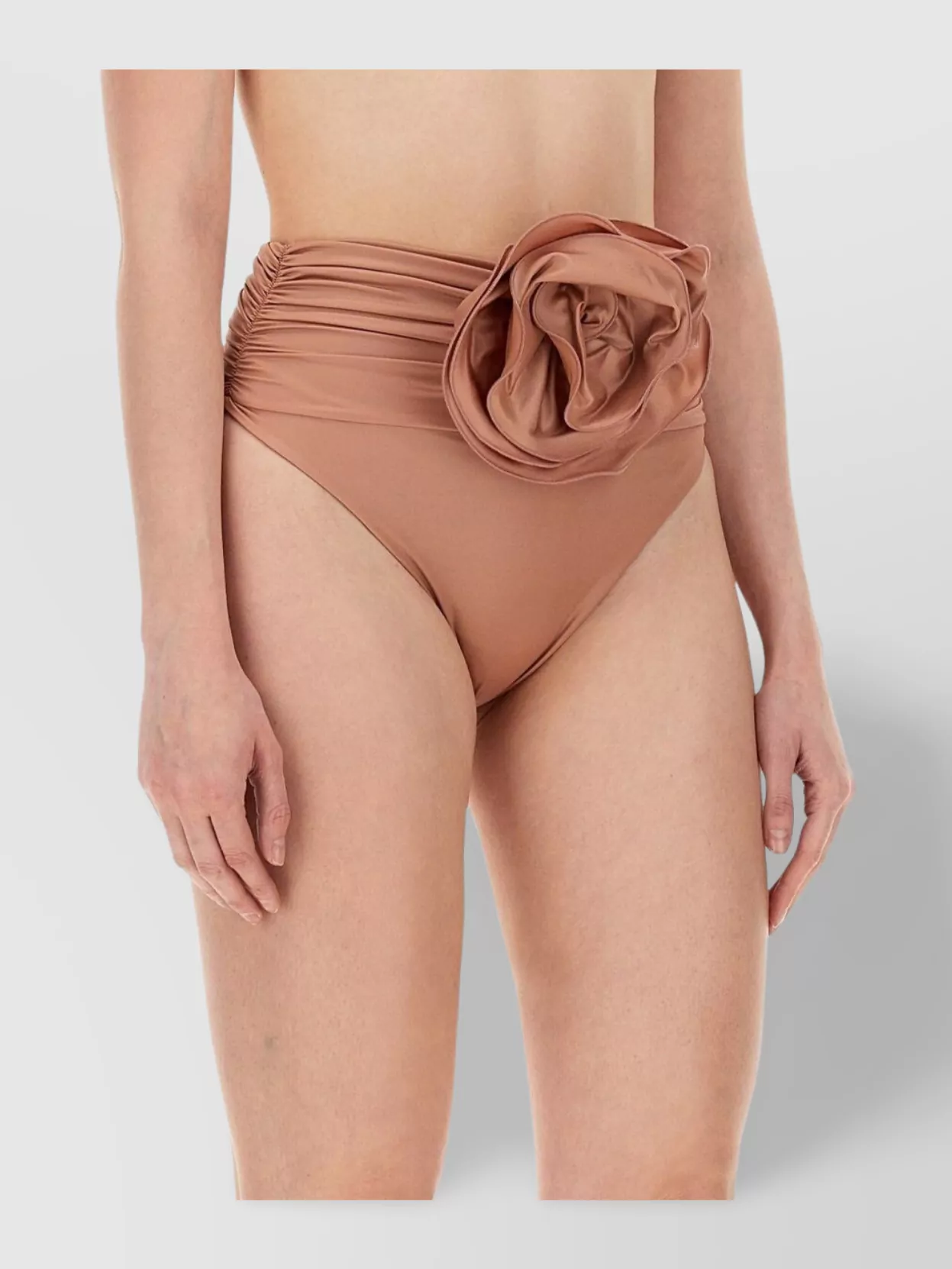 MAGDA BUTRYM BANDEAU TOP FLORAL EMBELLISHMENT HIGH-WAISTED SWIMWEAR