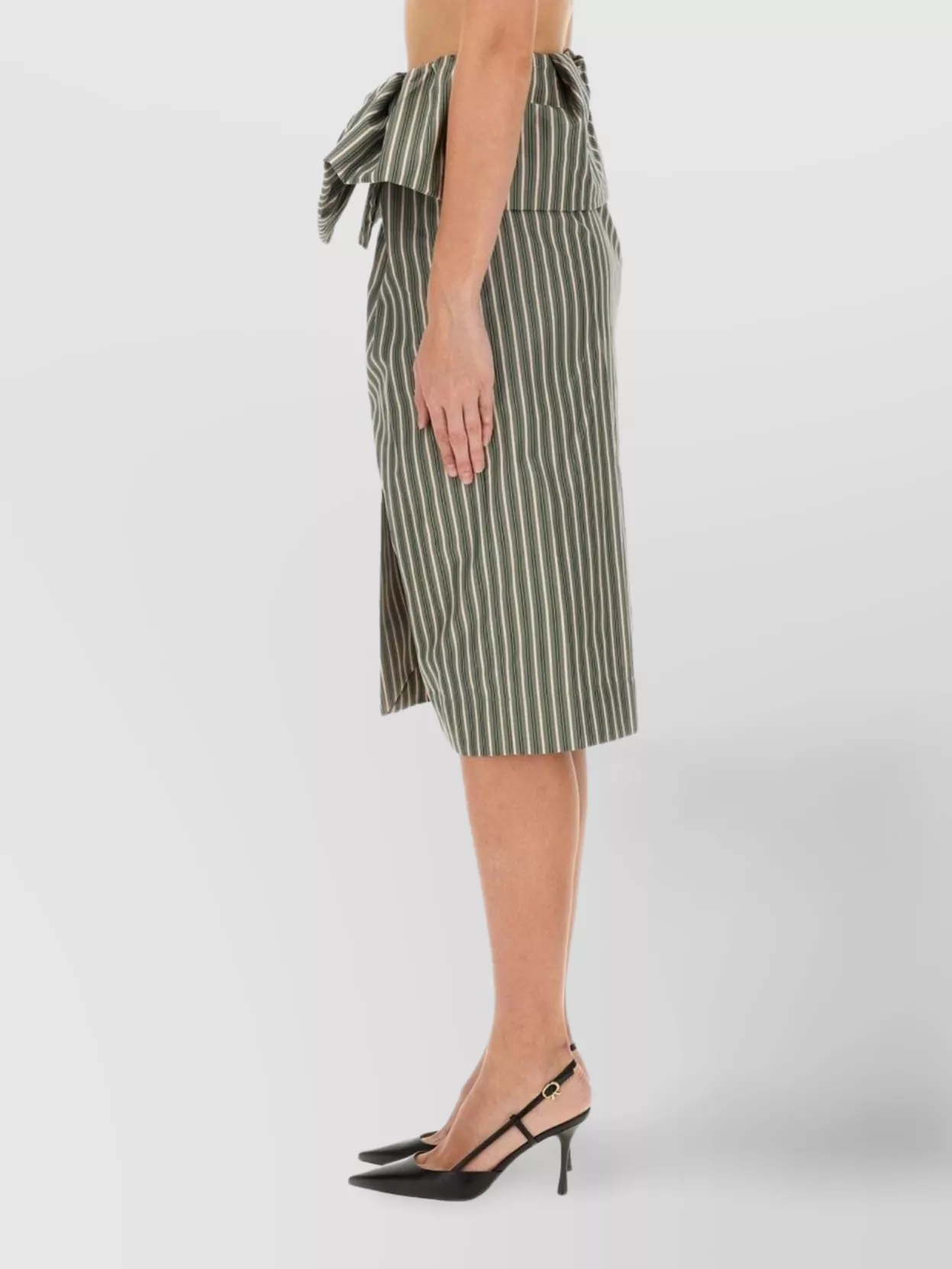 Dries Van Noten High Waist Striped Midi Skirt In Green